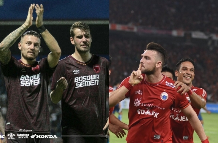 PSM Makassar (kiri) dan Persija Jakarta (kanan).