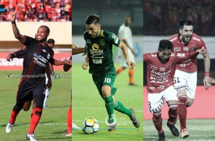 Kolase Persipura (kiri), Persebaya (tengah), dan Bali United (kanan).