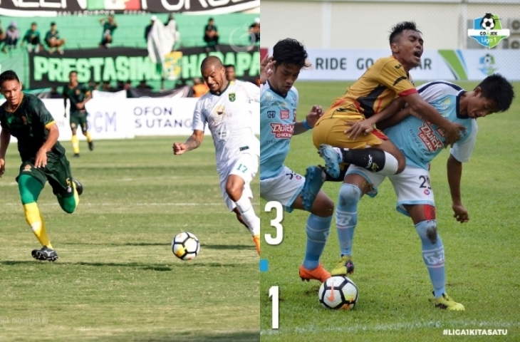 Kolase Persebaya (kiri) dan Mitra Kukar (kanan).