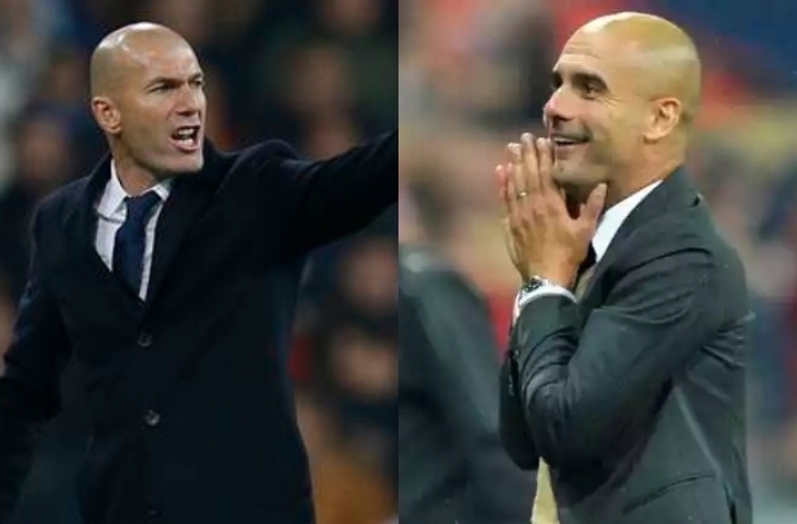 Zenedine Zidane Vs Pep Guardiola. (Sumber: The Indian Express/360Nobs.com).