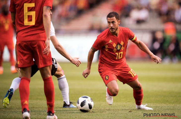 Eden Hazard bersama Timnas Belgia. Sumber: Twitter/@belreddevils)