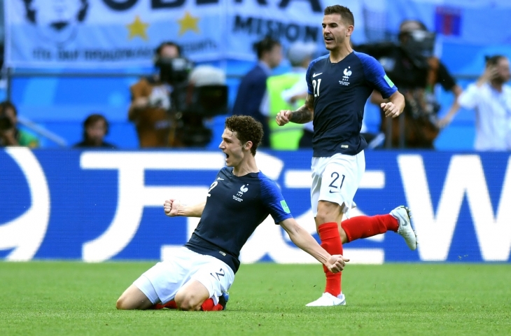 Benjamin Pavard merayakan golnya ke gawang Argentina/Twitter