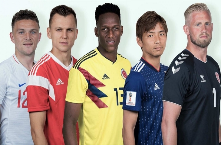 Kieran Trippier, Denis Cheryshev, Yerry Mina, Takashi Inui, Kasper Schmeichel (FIFA)