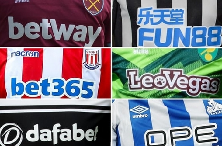 Jersey enam tim liga Inggris yang disponsori perusahaan judi bola (Guardian)