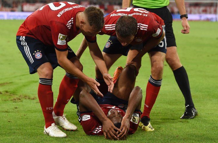 Pemain Bayern Munchen, Kingsley Coman cedera saat laga perdana Bundesliga Jerman saat melawan TSG 1899 Hoffenheim (AFP)