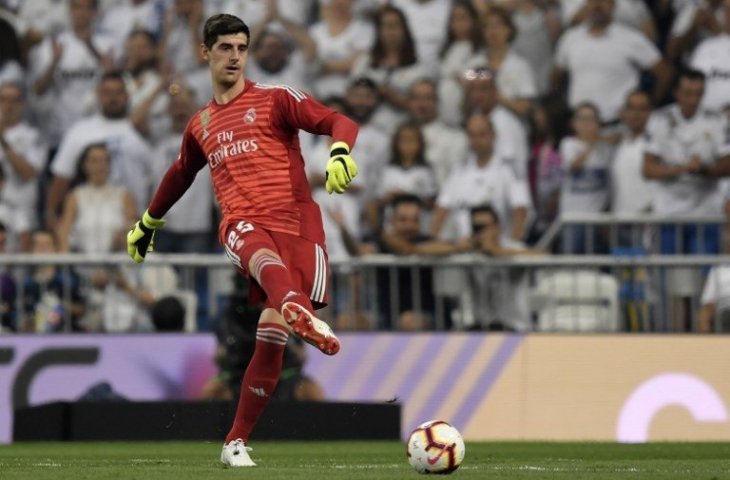 Kiper Real Madrid, Thibaut Courtois saat berhadapan dengan Leganes. (Gabriel Bouys/AFP)