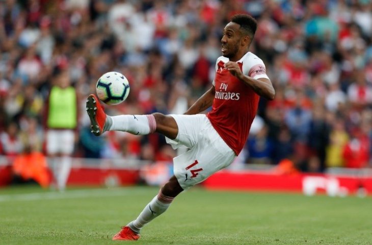 Penyerang Arsenal,  Pierre-Emerick Aubameyang (Ian Kington/AFP)