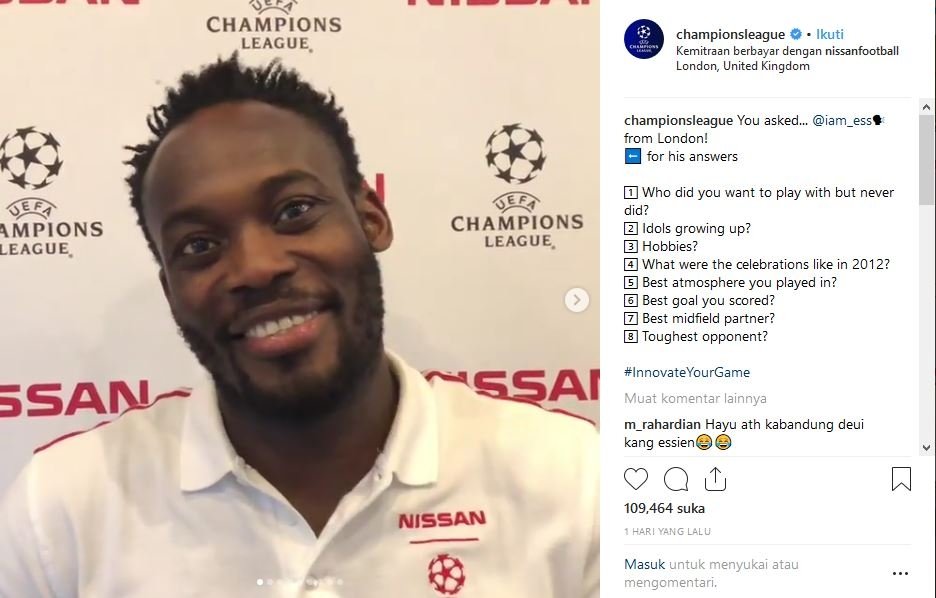 Michael Essien muncul di akun Liga Champions (Sumber: @championsleague/Instagram)