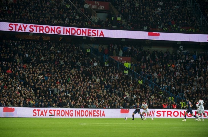 Tulisan dukungan PSG untuk masyarakat Indonesia. (Twitter/@PSGIndonesia).