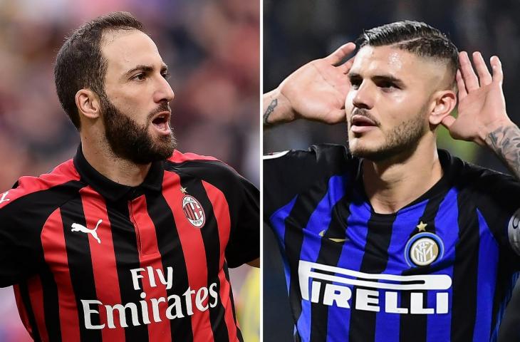 AC Milan, Gonzalo Higuain vs Inter Milan, Mauro Icardi (AFP)