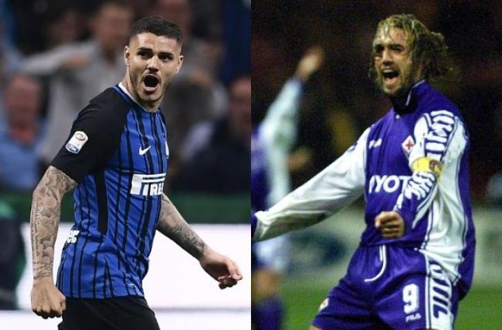 Mauro Icardi dan Gabriel Batistuta. (AFP).