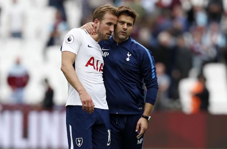 Pemain Tottenham Hotspur, Harry Kane dan Pelatih Mauricio Pochettino (AFP)