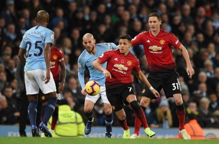 Derbi Manchester antara Manchester City dengan Manchester United di pekan ke-12 Liga Primer pada 11 November 2018 (Oli Scarff/AFP)