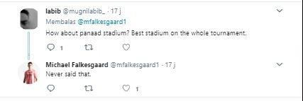 Perdebatan Michael Falkesgaard dengan netizen. (Twitter/@mfalkesgaard1).