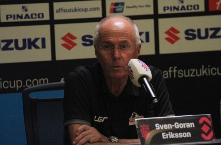 Pelatih Timnas Filipina, Sven-Goran Eriksson saat konferensi pers usai melawan Indonesia pada Minggu (25/11/2018) [Sumber: PSSI]