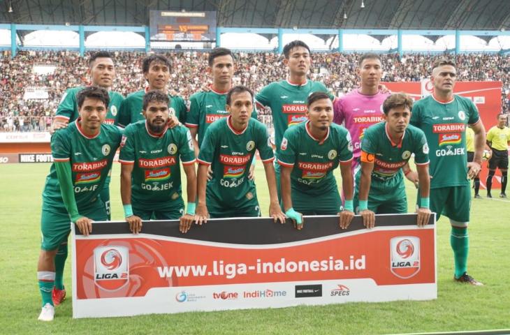 PSS Sleman menghadapi Kalteng Putra pada leg kedua semifinal Liga 2, di Stadion International Maguwoharjo, Rabu (28/11/2018). [Stephanus Aranditio/mxkd.sbs]