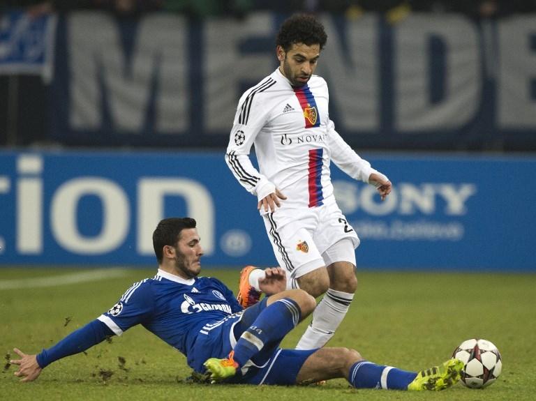 Mohamed Salah saat masih membela FC Basel pada 11 Desember 2013 (John Macdougall/AFP)