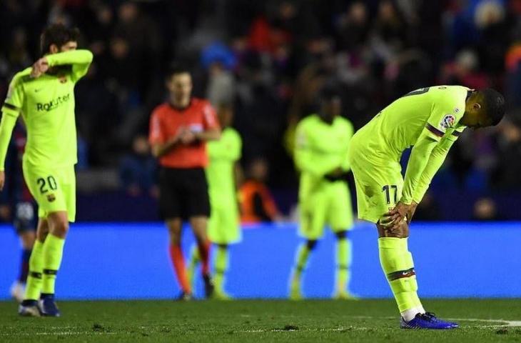 Levante melawan Barcelona di leg pertama semifinal Copa del Rey (twitter.com/@bestgug)