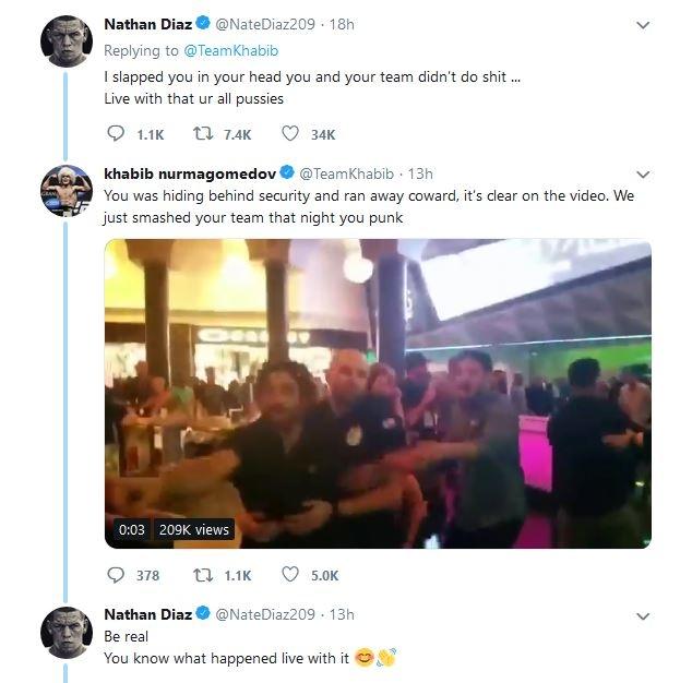 Perang komentar antara Khabib Nurmagomedov dan Nate Diaz (twitter.com/TeamKhabib)