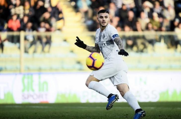 Penyerang Inter Milan, Mauro Icardi saat berhadapan dengan Empoli pada 29 Desember 2018 (Filippo Monteforte/AFP)