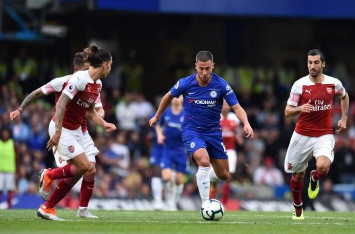 Pertemuan Arsenal dan Chelsea di Liga Primer pada 18 Agustus 2018 (Glyn Kirk/AFP)