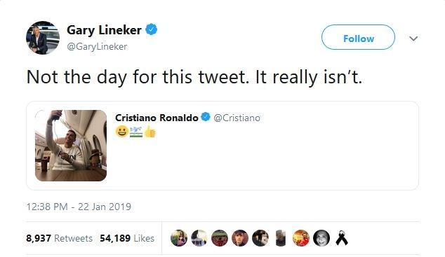 Gary Lineker kritik unggahan Cristiano Ronaldo di media sosial (twitter.com/GaryLineker)