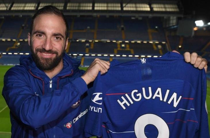 Striker baru Chelsea, Gonzalo Higuain. (Twitter/@ChelseaFC).