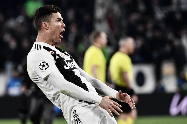 Selebrasi Cristiano Ronaldo saat membobol gawang Atletico Madrid di leg kedua babak 16 besar Liga Champions (12/3/2019) [Marco Bertorello/AFP)