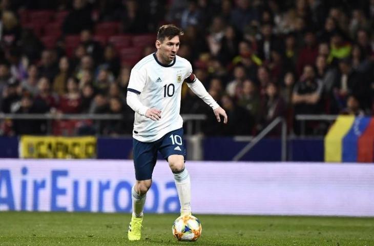 Penyerang Timnas Argentina, Lionel Messi. (Pierre-Philippe Marcou/AFP)