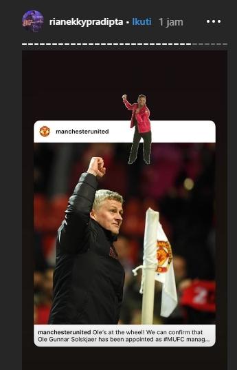 Reaksi girang musisi Indonesia, Rian D'Masiv mendengar Ole Gunnar Solskjaer resmi jadi manajer Manchester United. [@rianekkypradipta / Instagram]