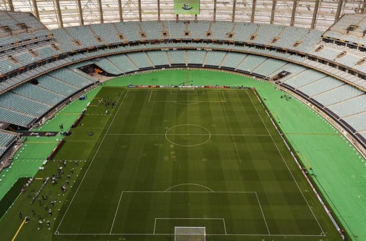 Ini penampakan Stadion Olympic Baku yang bakal jadi tempat laga final Liga Europa antara Chelsea vs Arsenal, Kamis (30/5/2019) dini hari nanti. [Kirill KUDRYAVTSEV / AFP]