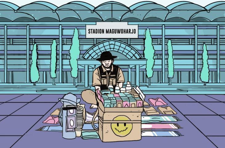 Ilustrasi pengasong di Kawasan Maguwoharjo, Sleman. [Tim grafis Suara.com]