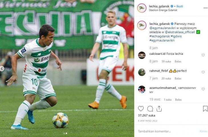 Egy Maulana Vikri tampil sebagai starter saat pertandingan antara Lechia Gdansk menjamu Wisla Krakow di Stadion Energa, Senin (29/7/2019) dini hari WIB.