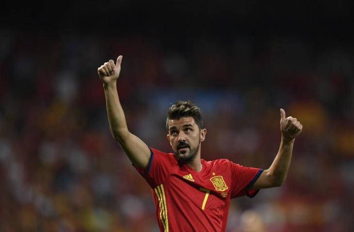 David Villa saat membela Timnas Spanyol di Kualifikasi Piala Dunia 2018. [GABRIEL BOUYS / AFP]