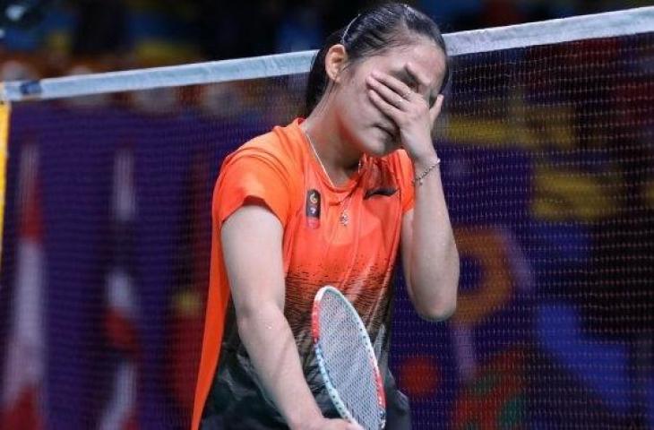 Ekpresi kekecewaan pebulutangkis tunggal putri Indonesia, Ruselli Hartawan, usai kalah di final SEA Games 2019 dari Selvaduray Kisona (Malaysia), Senin (9/12). [Humas PBSI]