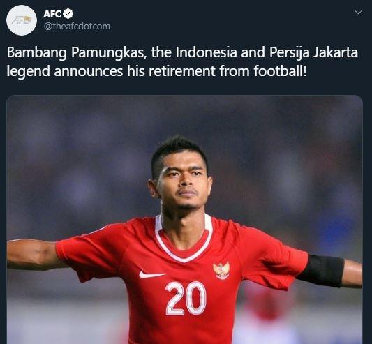 AFC umumkan kabar pensiun Bambang Pamungkas. (Twitter/@theafcdotcom).