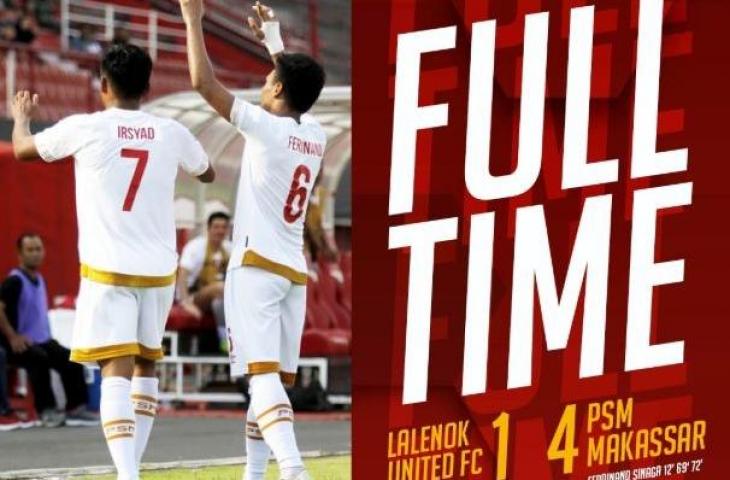 PSM Makassar sukses melumat Lalenok United 4-1 di leg pertama Kualifikasi Piala AFC 2020. (Twitter/@PSM_Makassar) 