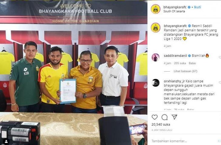 Saddil Ramdani resmi gabung Bhayangkara FC. (Instagram/@bhayangkarafc).