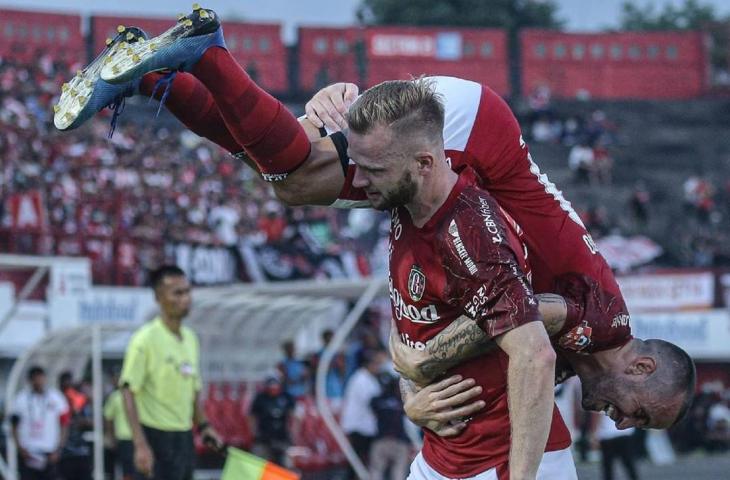 Selebrasi penyerang Bali United, Melvin Platje. (Instagram/@baliunitedfc).