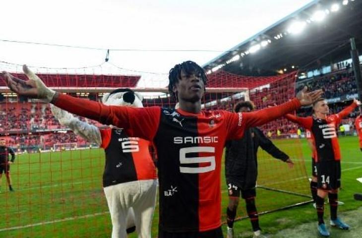 Pemain Rennes, Eduardo Camavinga. (JEAN-FRANCOIS MONIER / AFP)