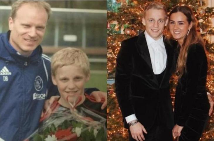 Van de Beek bersama Dennis Bergkamp (kiri) dan bersama Estelle (kanan). (The Sun).