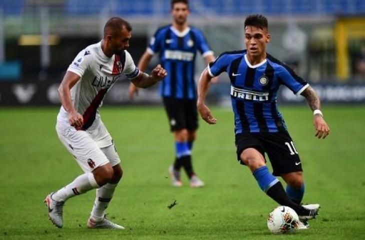 Striker Inter Milan, Lautaro Martinez, vs Hellas Verona. (Miguel Medina/AFP).