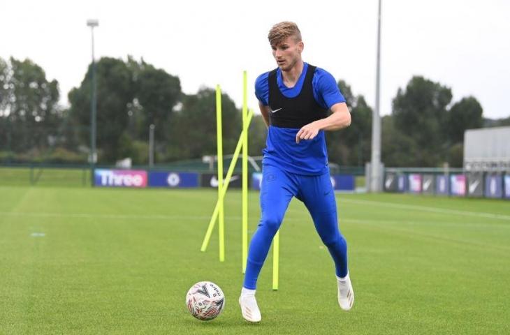 Timo Werner saat mengikuti sesi latihan bersama Chelsea. (Twitter/@TimoWerner)