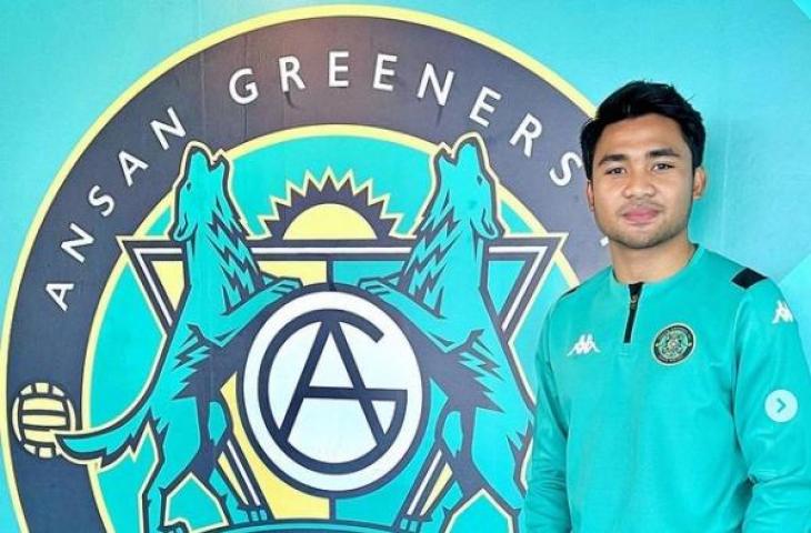 Asnawi Mangkualam diperkenalkan Ansan Greeners. (Instagram/asnawi_bhr)