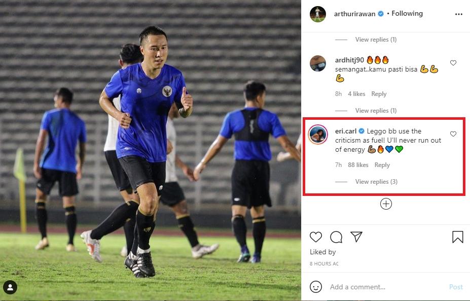 Arthur Irawan dapat suntikan semangat dari Erika Carlina. (Instagram/arthurirawan)