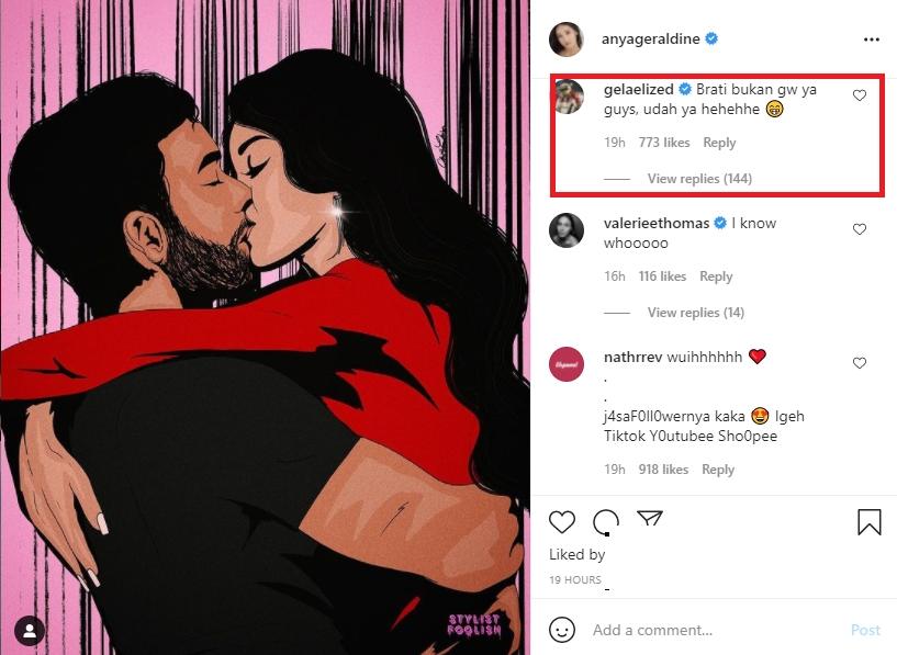 Sean Gelael komentari postingan Anya Geraldine. (Instagram/anyageraldine)