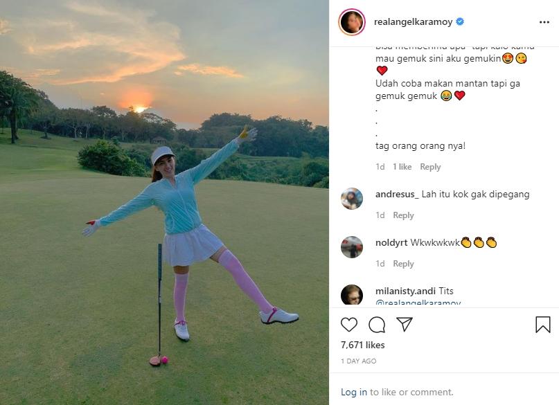 Angel Karamoy main golf. (Instagram/realangelkaramoy)