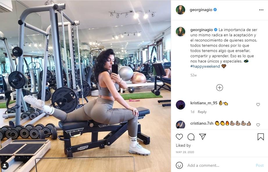 Georgina Rodriguez di tempat gym. (Instagram.georginagio)