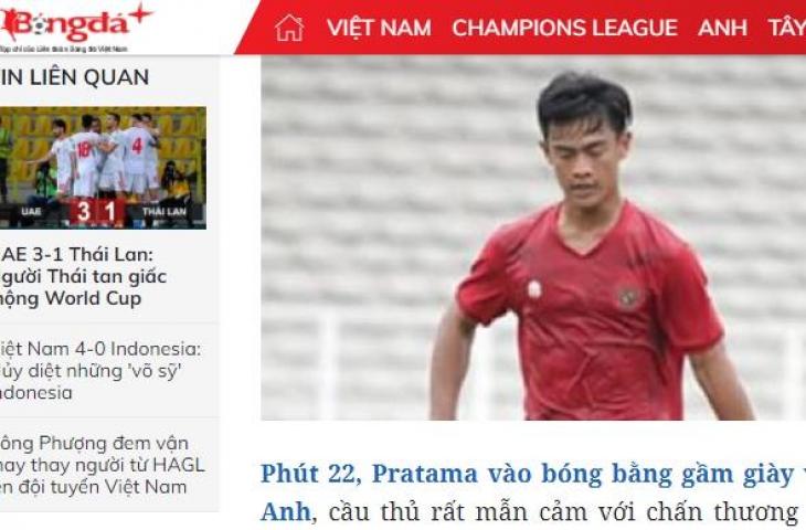 Pratama Arhan jadi sorotan media Vietnam. (Bongdaplus)