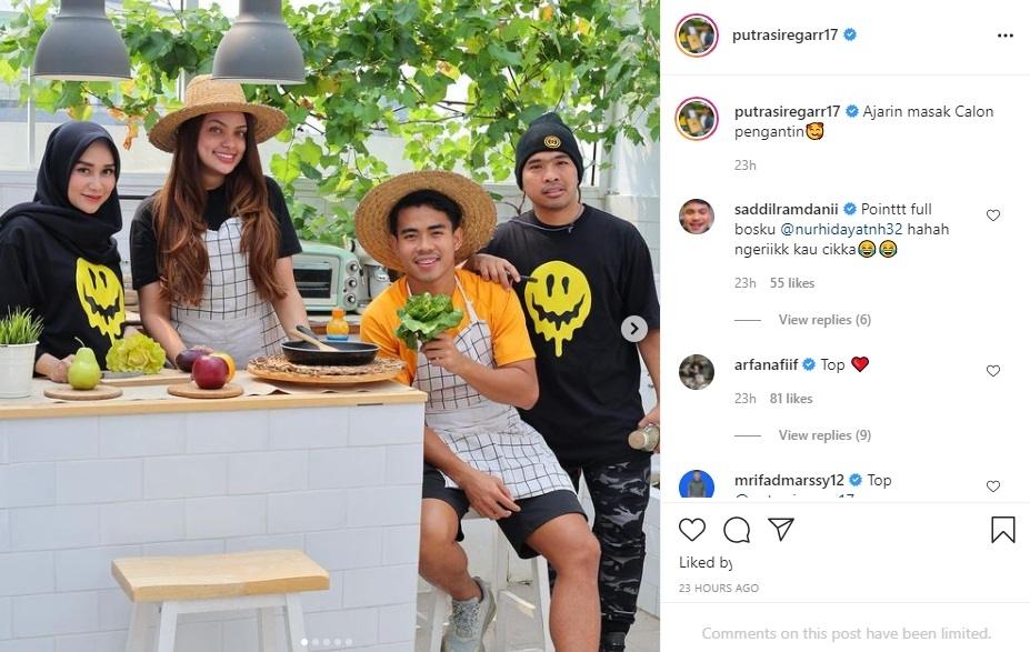 Nurhidayat dan pacarnya Sarah Ahnad disebut calon penggantin oleh Putra Siregar. (Instagram/putrasiregarr17)